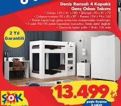 GARAJ HOME DENİZ RANZALI 4 KAPAKLI GENÇ ODASI TAKIMI